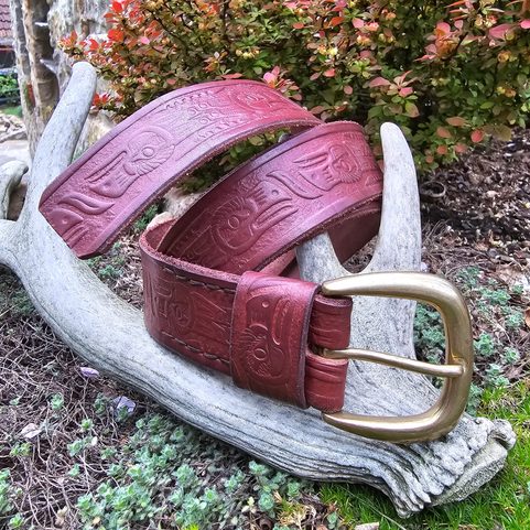OISEAU-TONNERRE, CEINTURE EN CUIR COGNAC