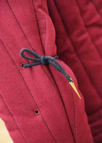 PADDED DOUBLET WITH ARMING POINTS, WINE RED - BLACK