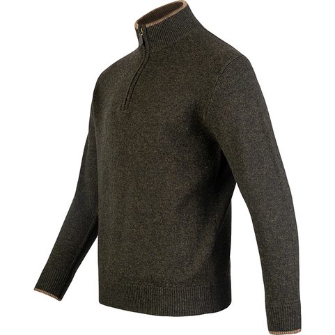 ASHCOMBE 100% LAMBSWOOL ZIPKNIT DARK OLIVE JACK PYKE OF ENGLAND