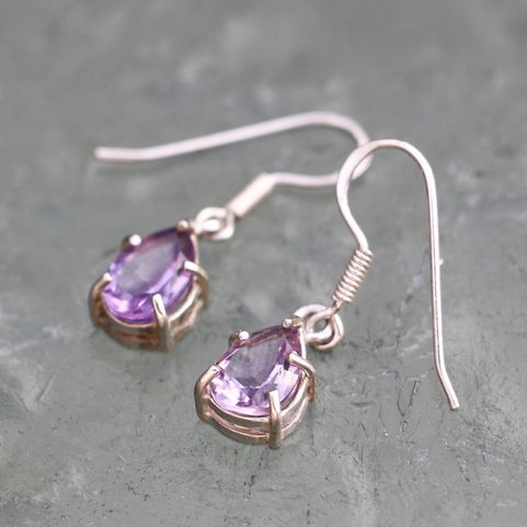 SINOPE SILVER EARRINGS, AMETHYST