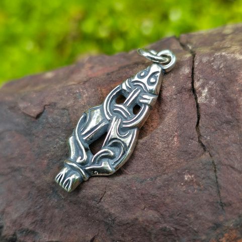 MARTRE, PENDENTIF VIKING DE STYLE BORRE, ARGENT 925/1000