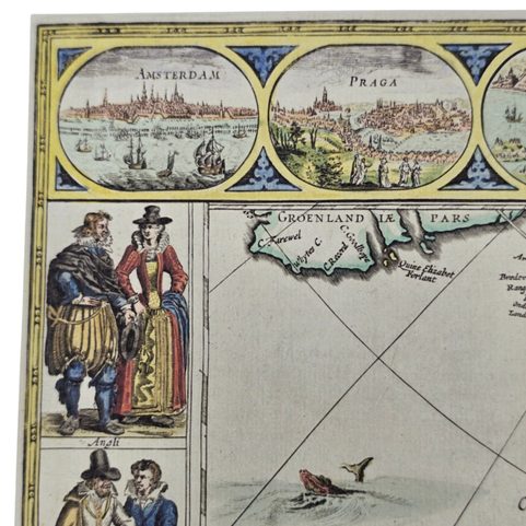 HISTORISCHE KARTE EUROPA RECENS DESCRIPTA, GUILIELMO BLAEUW, HANDGESCHÖPFTES PAPIER