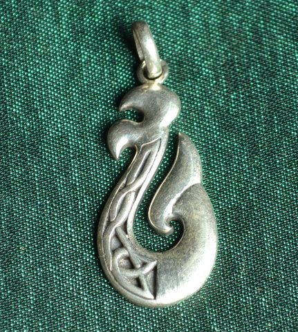 HEI MATA, MAORI PÊCHE CROCHET, TALISMAN, 925