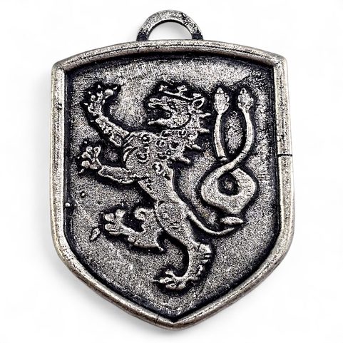CZECH LION, MEDIEVAL COAT OF ARMS IN SHIELD, ZINC