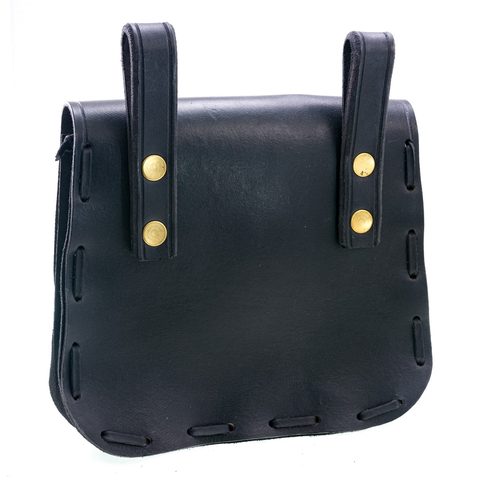 LEATHER HISTORICAL BELT BAG, ANTLER, BLACK