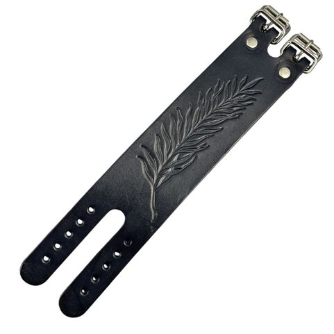 NEW ZEALAND - FERN, LEATHER BRACELET, BLACK