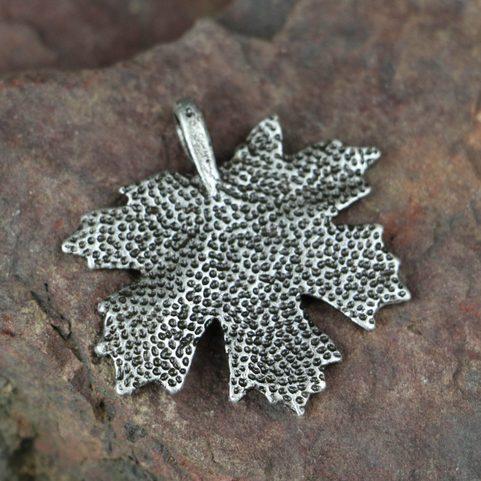 MAPLE LEAF, ZINC PENDANT, ANTIQUE SILVER