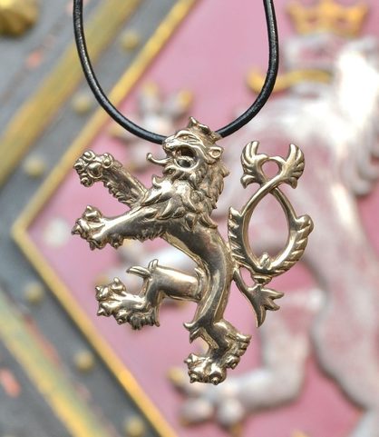 DOUBLE-TAILED LION, SYMBOL OF BOHEMIA, BRONZE, PENDANT