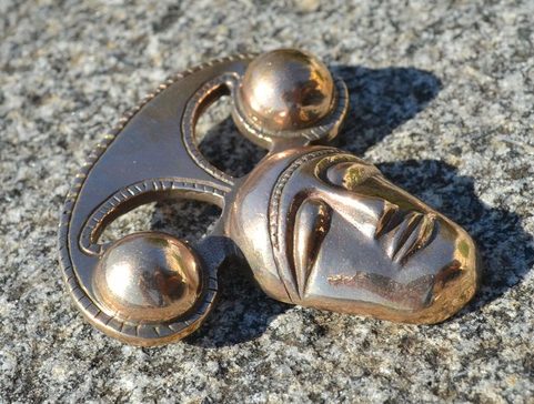CELTIC HEAD PENDANT, LA TENE ART STYLE, BRONZE
