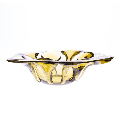 SMALL DISH, HISTORICAL GREEN GLASS