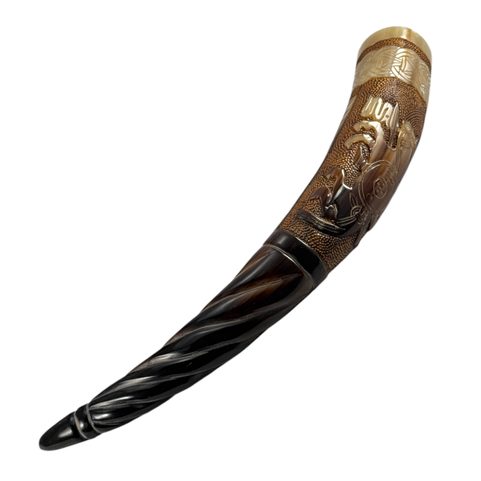ODIN, SLEIPNIR, HUGINN AND MUNINN, DECORATED VIKING HORN