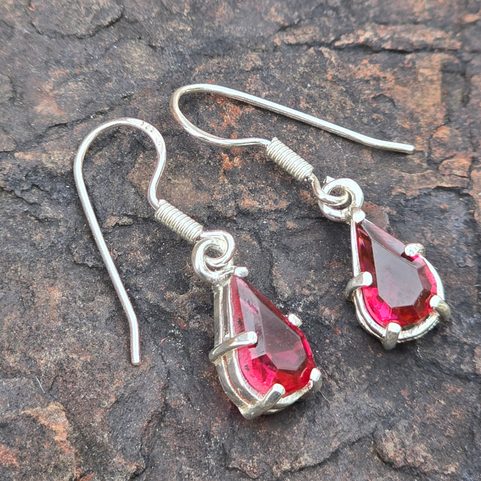 BATHORY, SILVER EARRINGS, GLASS, AG 925