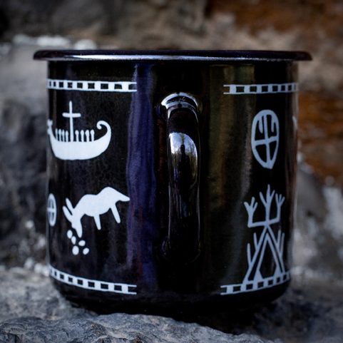 TANUM ROCK CARVINGS ENAMEL MUG