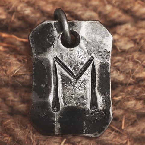 EHWAZ, FORGED IRON RUNE PENDANT