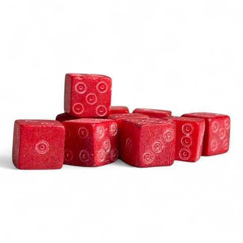 BONE ROMAN DICE - RED