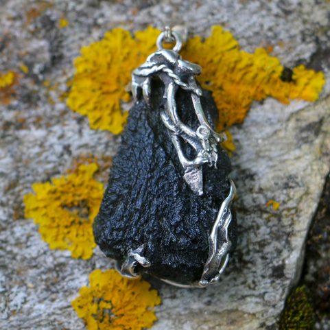 IVY CZECH MOLDAVITE STERLING SILVER PENDANT