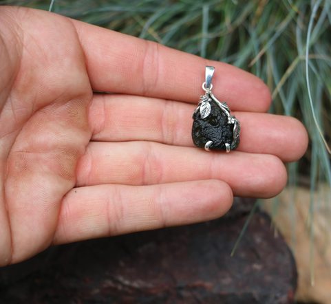 GABRETA MOLDAVITE SILVER PENDANT