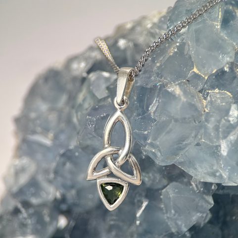KIRA - PENDENTIF, MOLDAVITE, ARGENT