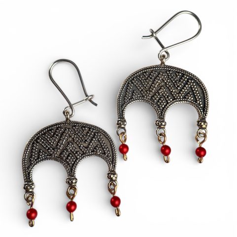 LUDMILA, EARRINGS, BRONZE, RED