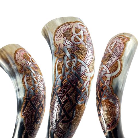 CELTIC DRAGON, DECORATED VIKING HORN