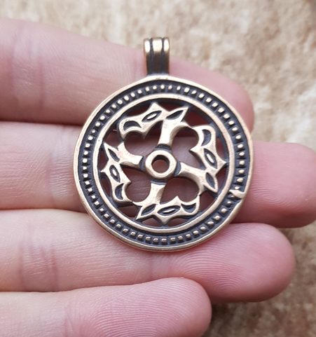 SLAVIC ANIMAL SHAPED SWASTIKA, BRONZE PENDANT - LARGE