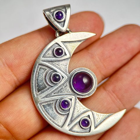 LUNA - PENDENTIF, AMÉTHYSTE, ARGENT