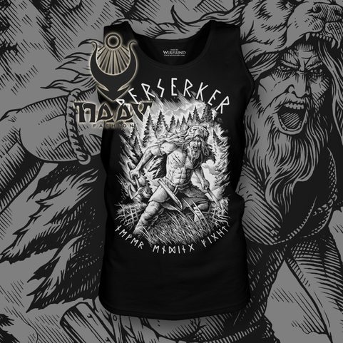 BERSERKER - WIKINGER-KRIEGER, HERREN-TANKTOP, SCHWARZ-WEISS