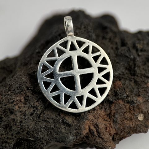SUN AND CROSS, SILVER PENDANT