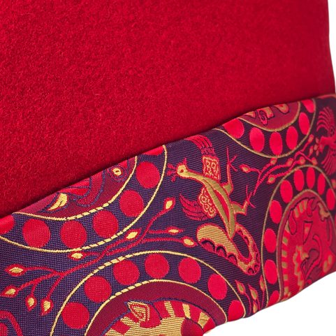 MEDIEVAL CAP, WOOL, BROCADE, RED