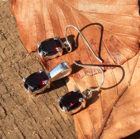 GRENAT - ENSEMBLE, ARGENT, GRENATE