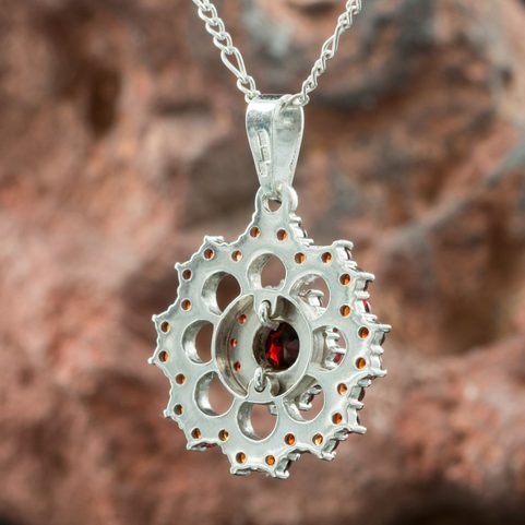 GRETA, GARNET, CZECH JEWEL, STERLING SILVER