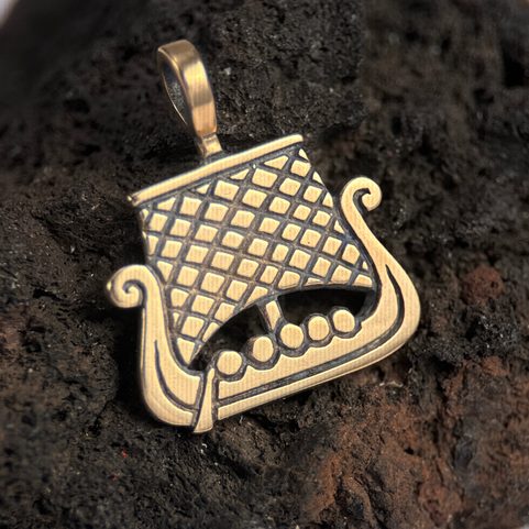 VIKING SHIP, BRONZE PENDANT