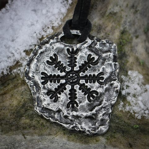 ÆGISHJÁLMUR - HELM OF AWE, MAGICAL AMULET, ICELAND, ZINC