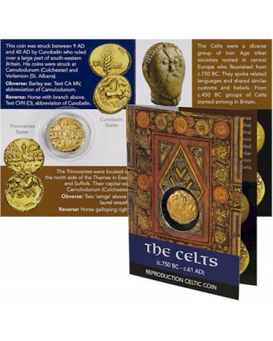 REPLICA OF A CELTIC COIN, A STATERS COIN OF THE TRINOVANTES TRIBE