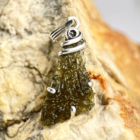 INNIS,MOLDAVITE, PENDENTIF, ARGENT 925/1000