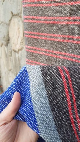 WOOLLEN CLOAK STRIPED WITH FRINGE, HANDMADE