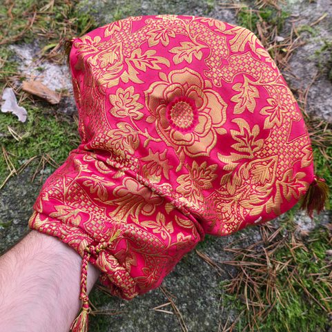 SAC DE DAME MÉDIÉVAL, XVE SIÈCLE, BROCART
