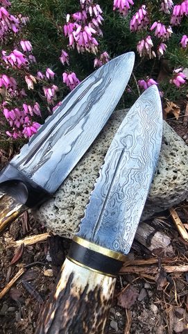 SGIAN DUBH, SCOTTISH KNIFE - DAMASCUS STEEL