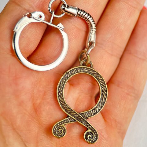 TROLL CROSS KEYCHAIN, ZINC OLD BRASS