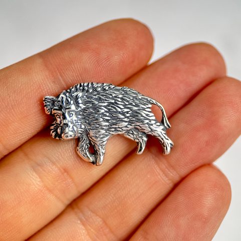 WILD BOAR, STERLING SILVER PENDANT
