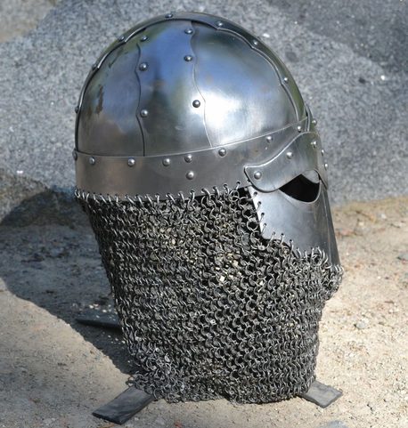 STEINAR, CASQUE VIKING AVEC COTTE DE MAILLES, CHAÎNES RIVETÉES 2MM