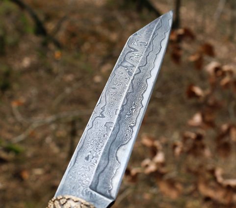 HJÖRTUR, VIKING SEAX KNIFE, DAMASK