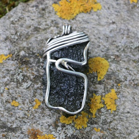 LESANA CZECH MOLDAVITE STERLING SILVER PENDANT