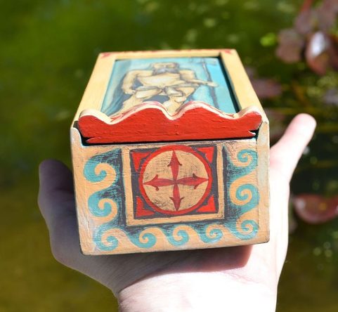 NEPTUNUS, ANCIENT ROME WOODEN BOX, REPLICA