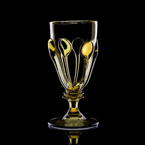 PERCHTA, BOHEMIAN MEDIEVAL GOBLET, GREEN FOREST GLASS