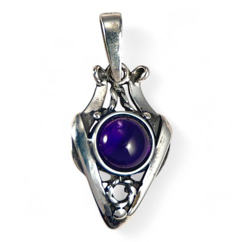 AMALIE, ART NOUVEAU JEWELLERY, SILVER PENDANT WITH AMETHYST, AG 925