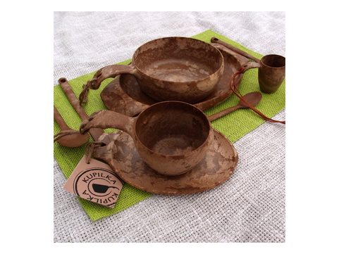 KUPILKA KUKSA 210 ML + SPOON - ORIGINAL (BROWN)