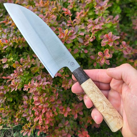 JAPANESE DEBA KNIFE, STAINLESS STEEL, BIRCH