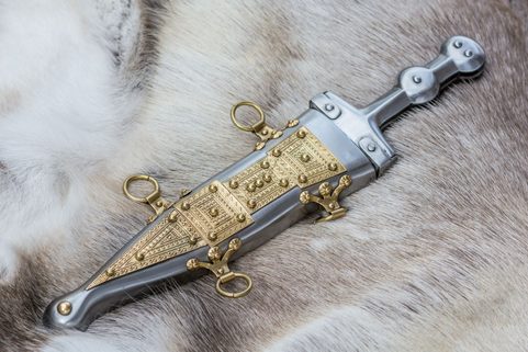 PUGIO, POIGNARD ROMAIN, TYPE POMPÉI AVEC FOURREAU