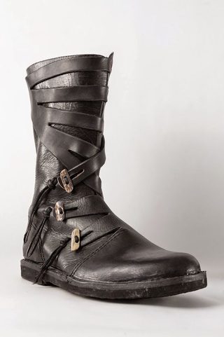 VARYAG, LATHER VIKING HIGH SHOES, BLACK